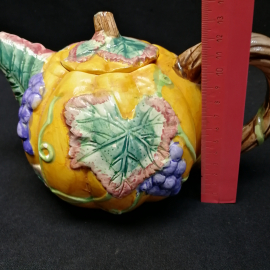 Чайник заварочный расписной керамика. небольшой скол носика. Картинка 6